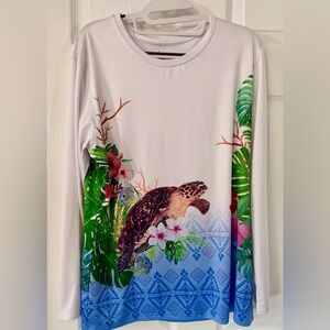 Guy Harvey Turtle Hibiscus Performance L/S Shirt Sz XL